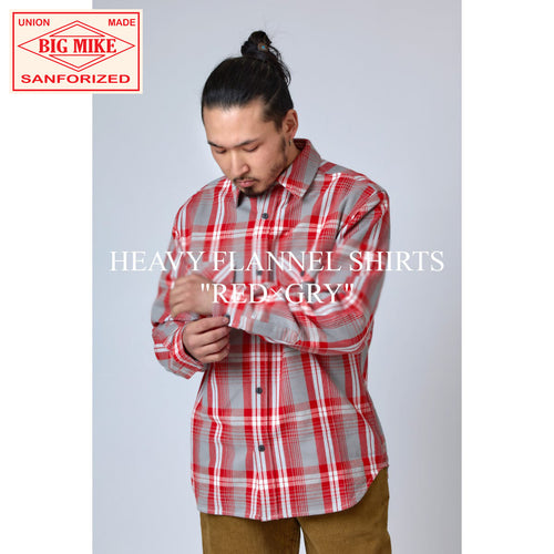 BIG MIKE／ビッグマイク ヘビーフランネル チェックシャツ HEAVY FLANNEL SHIRTS - RED×GRY 102235206